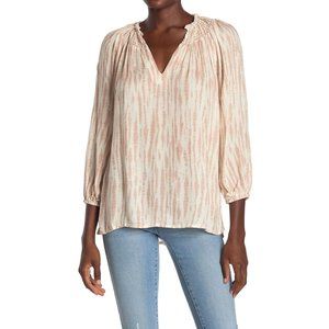 Bobeau Womens Medium M  Smocked Collar Sheer Top